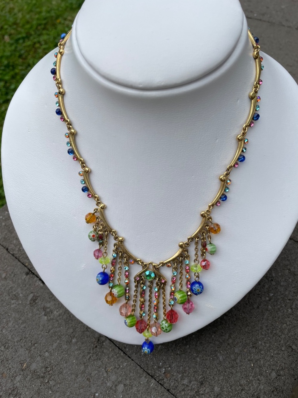 VTG Sweet Romance Shelley Cooper Glass Bead Chandelier Necklace - Picture 5 of 5